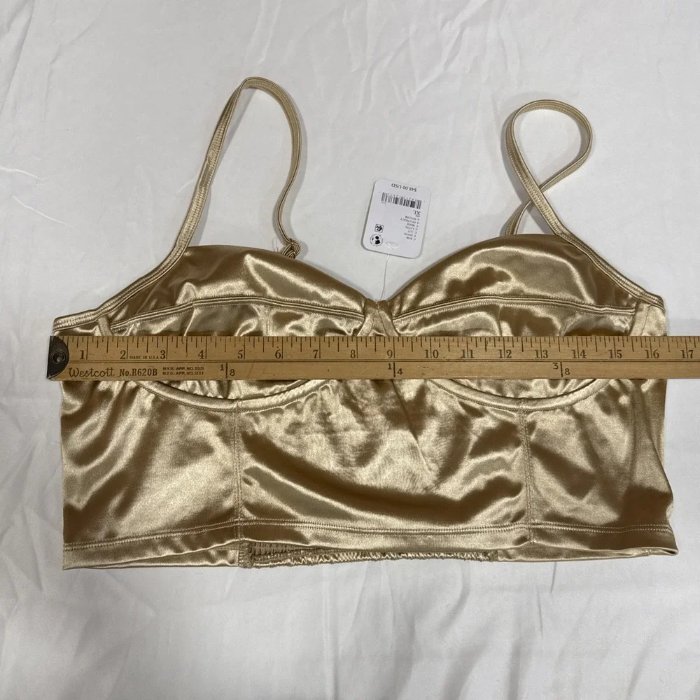 NWT‎ Free People Casino Royal Underwire Satin Bra Top X-Large, LATTE CASINO